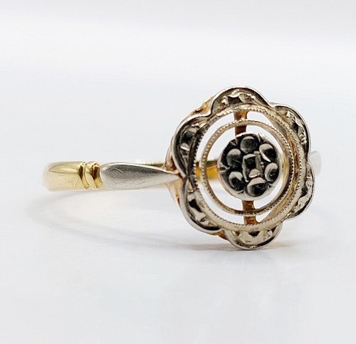 Bague art deco 18k fleur - or,