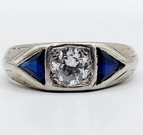 Bague art deco blanc 18k - or,