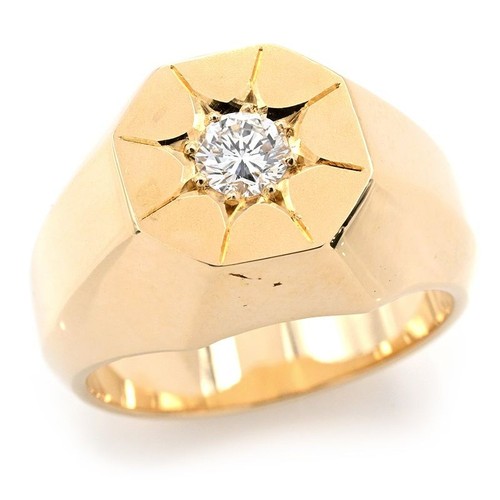 Bague chevalière jaune - en, or